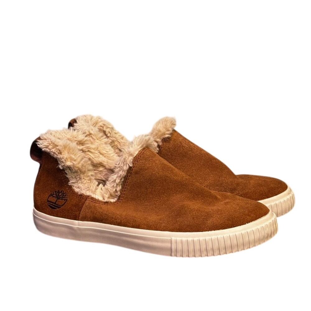 Timberland Women's Skyla Bay Slip-On Shoes Size 7 Brown Suede Faux Fur Lined